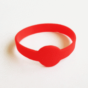 Силиконовый браслет-"часики" красный (PMS 485C) размер Взрослый (202*12*2 мм)